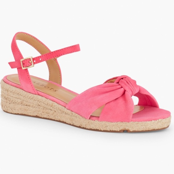 Talbots Shoes - Talbots pink suede knot espadrille Pamela low heel ankle strap sandals Sz 6.5